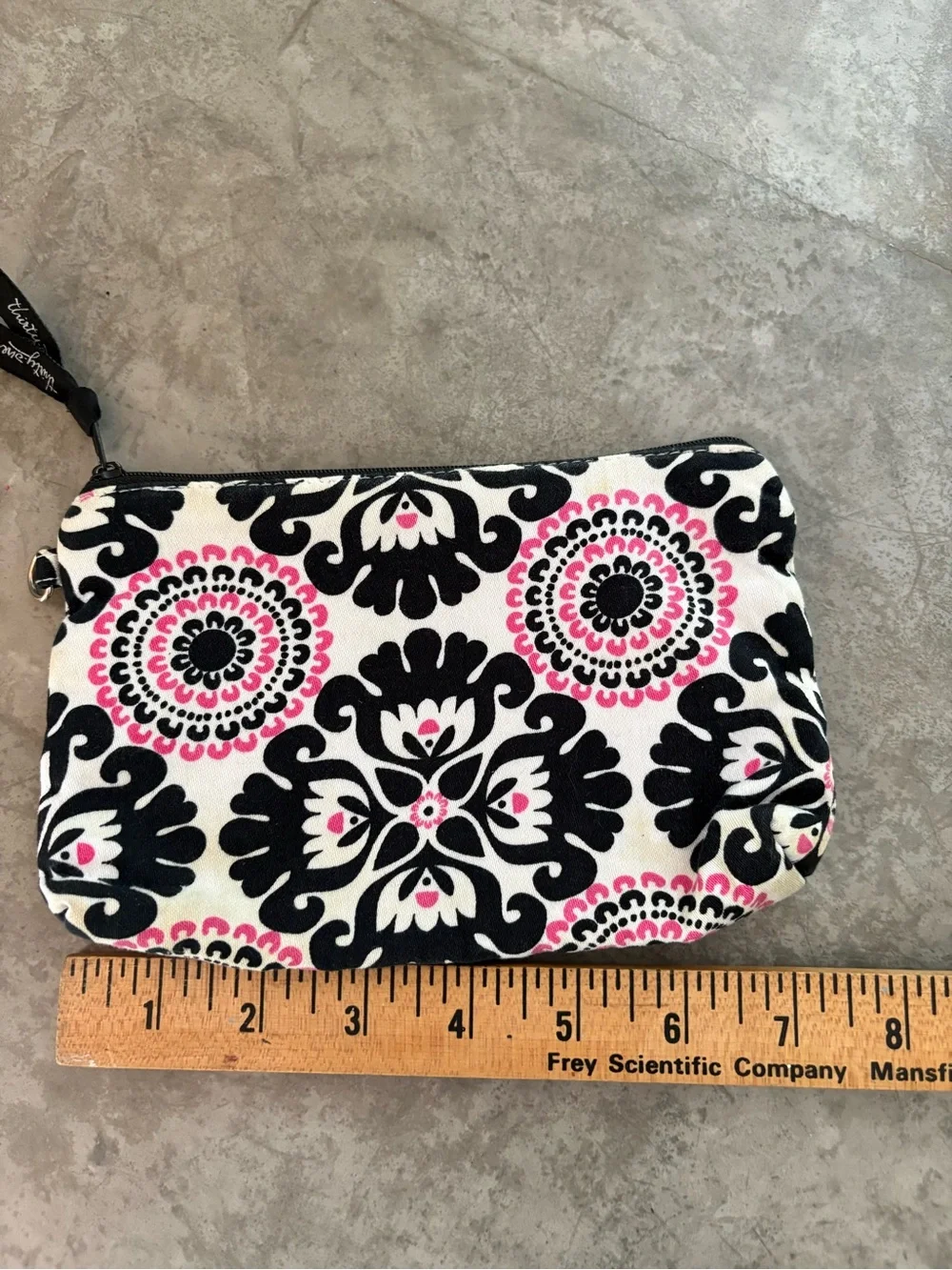 thirty-one Black and Pink Damask Zip Cosmetic Pouch